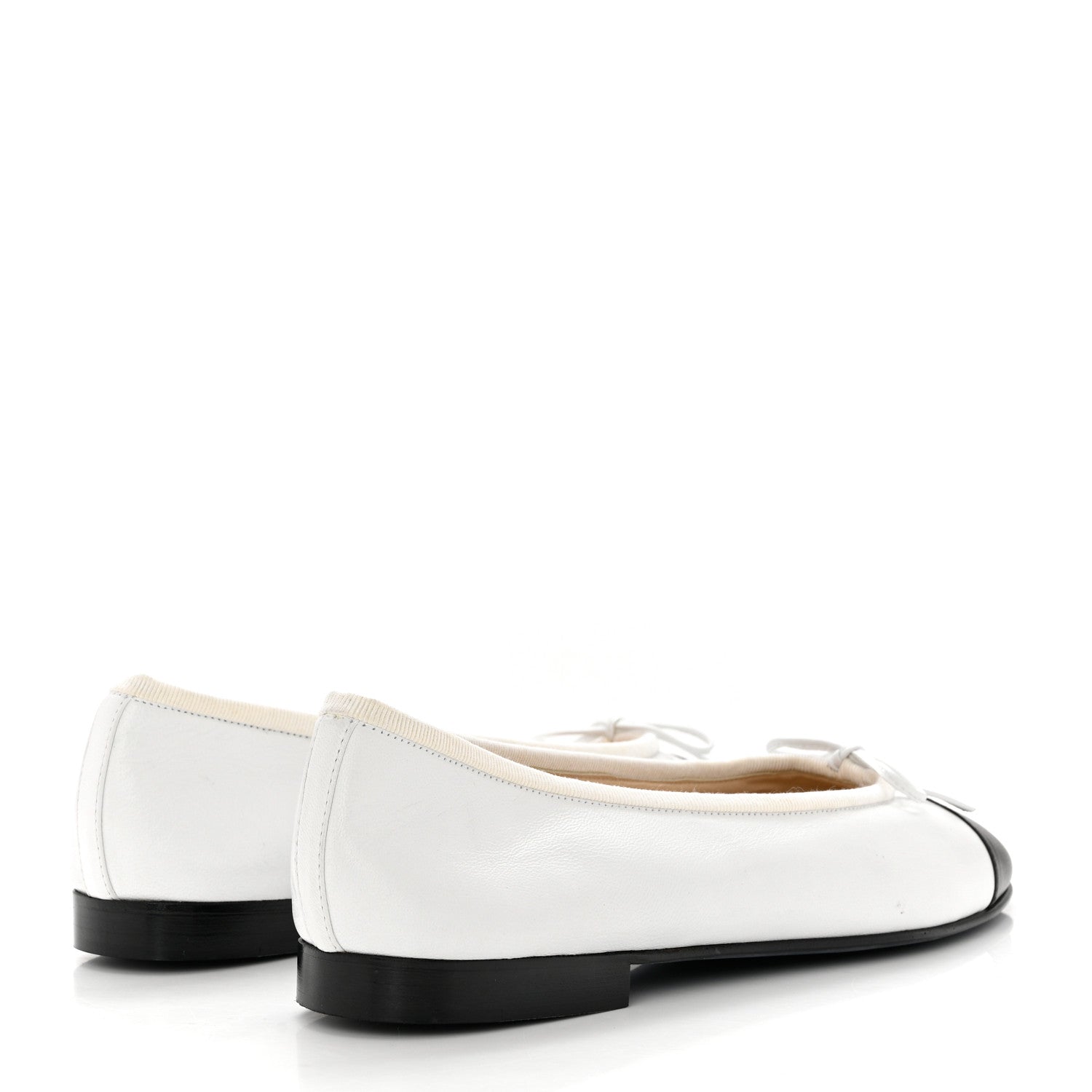 Chanel Lambskin CC Cap Toe Ballerina Flats 40.5 White Black 4 of 7