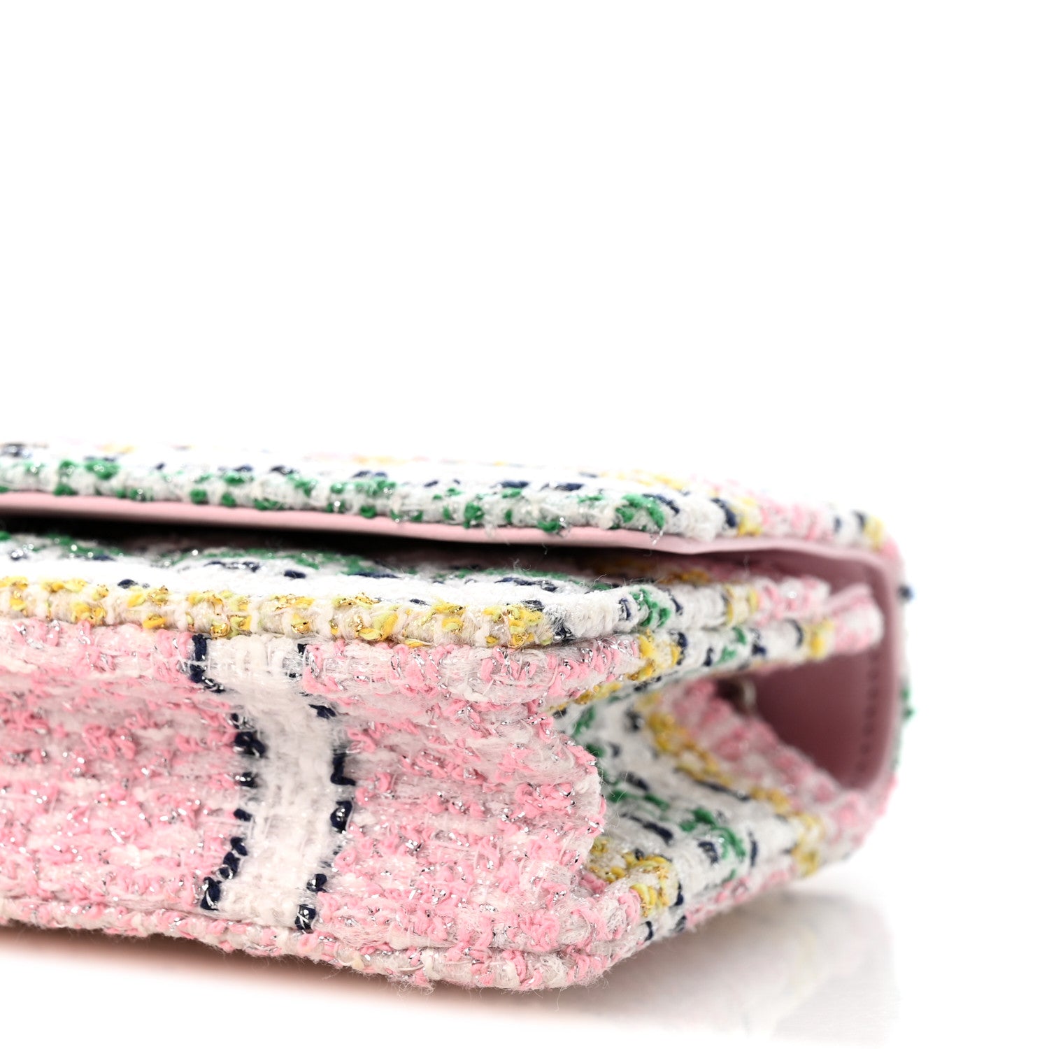 Chanel Metallic Tweed Quilted Wallet On Chain WOC White Multicolor 11 of 12