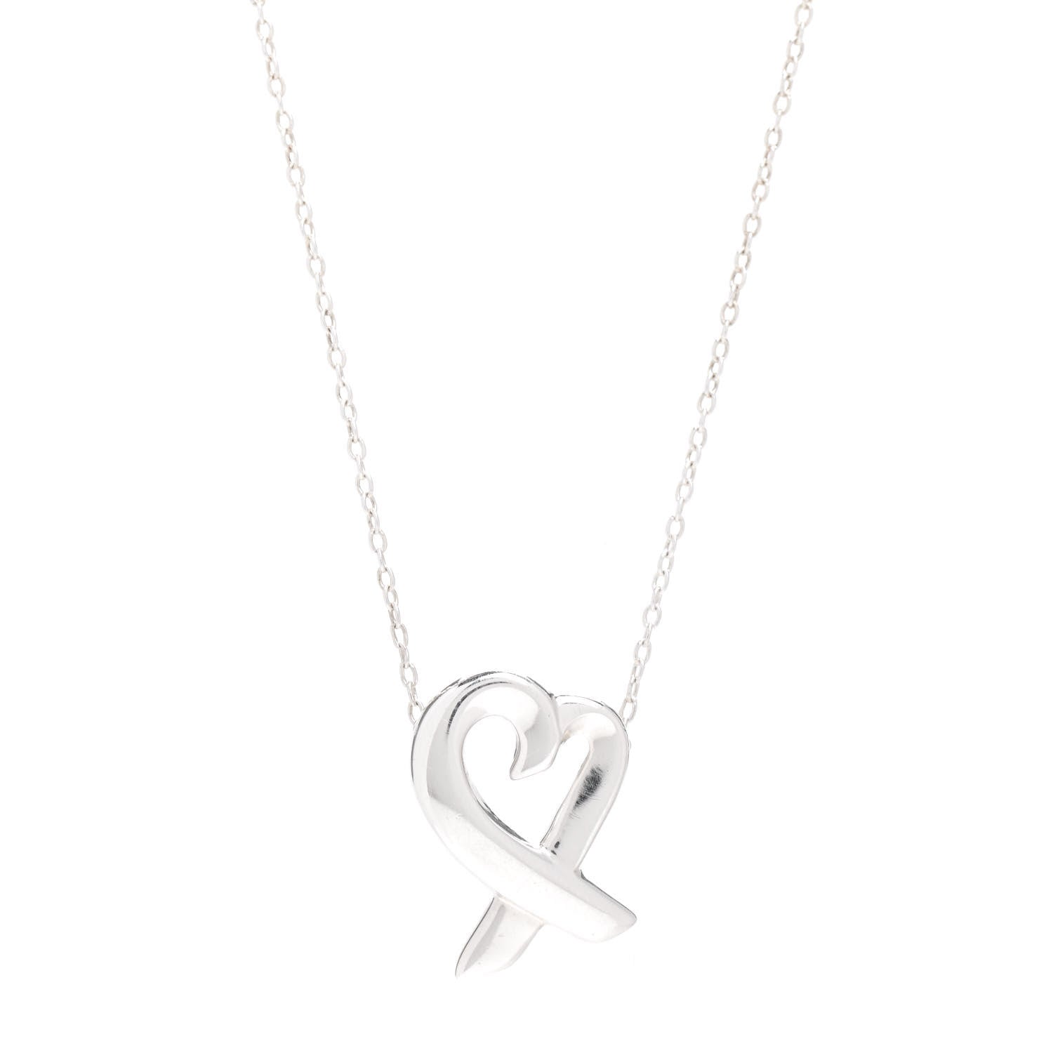 Tiffany Sterling Silver Small Paloma Picasso Loving Heart Pendant Necklace 3 of 4