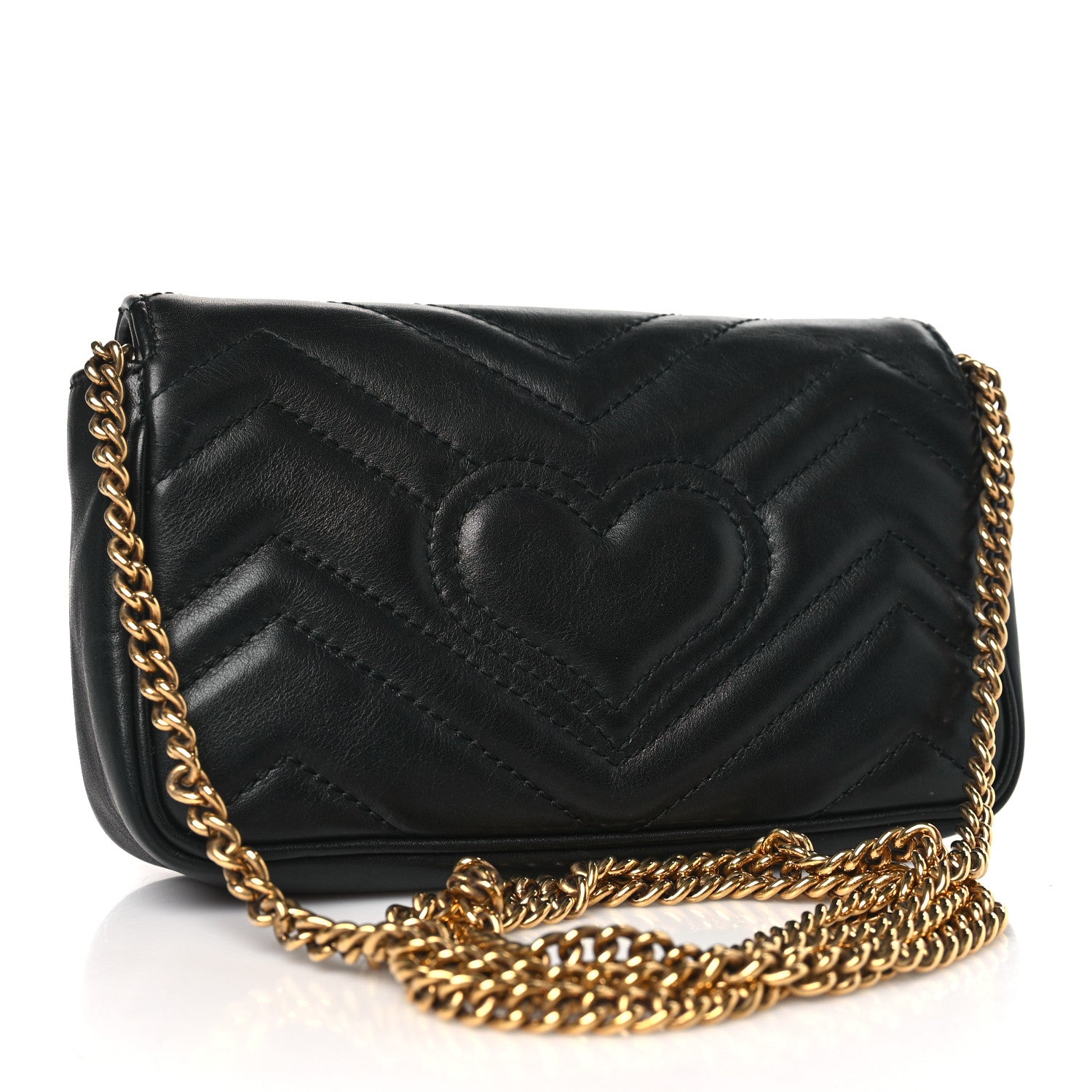 Gucci Calfskin Matelasse Super Mini GG Marmont Shoulder Bag Black 3 of 11