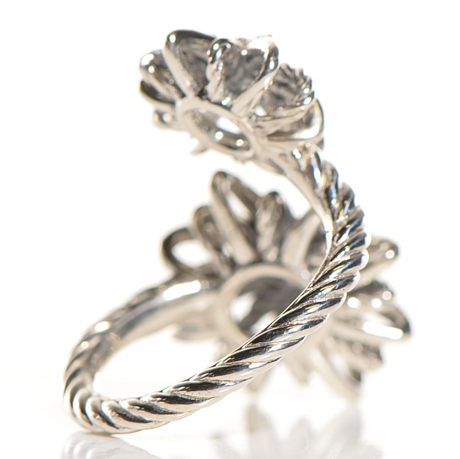 David Yurman Sterling Silver Diamond 2-28mm Open Starburst Ring 5.25 3 of 4