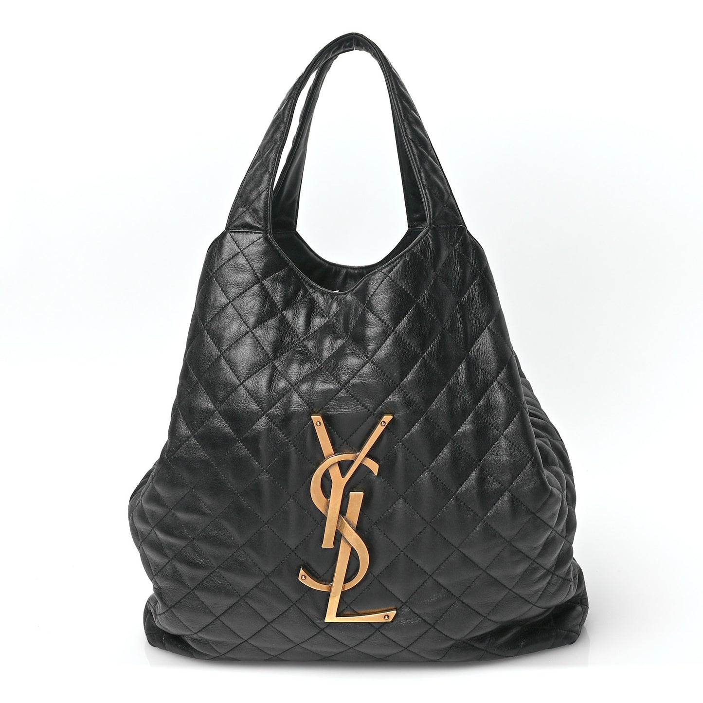 Lambskin Quilted Maxi Icare Shopping Tote Black