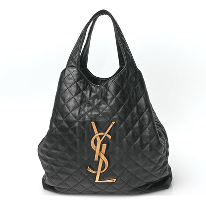 Saint Laurent Lambskin Quilted Maxi Icare Shopping Tote Black 1 of 12