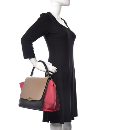 Celine Smooth Calfskin Suede Medium Tri-Color Trapeze 3 of 9
