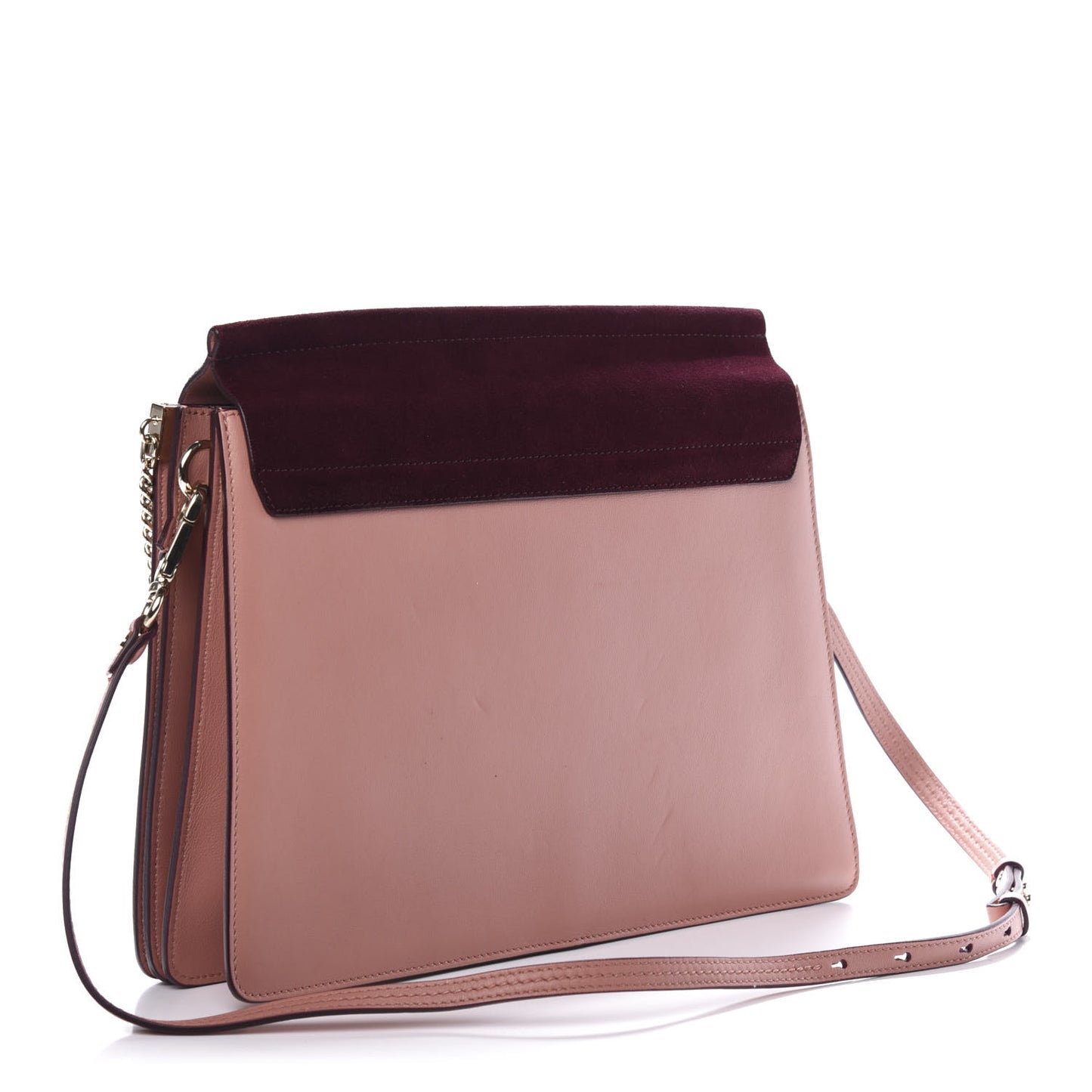 Calfskin Suede Medium Faye Shoulder Bag Misty Rose Dark Purple