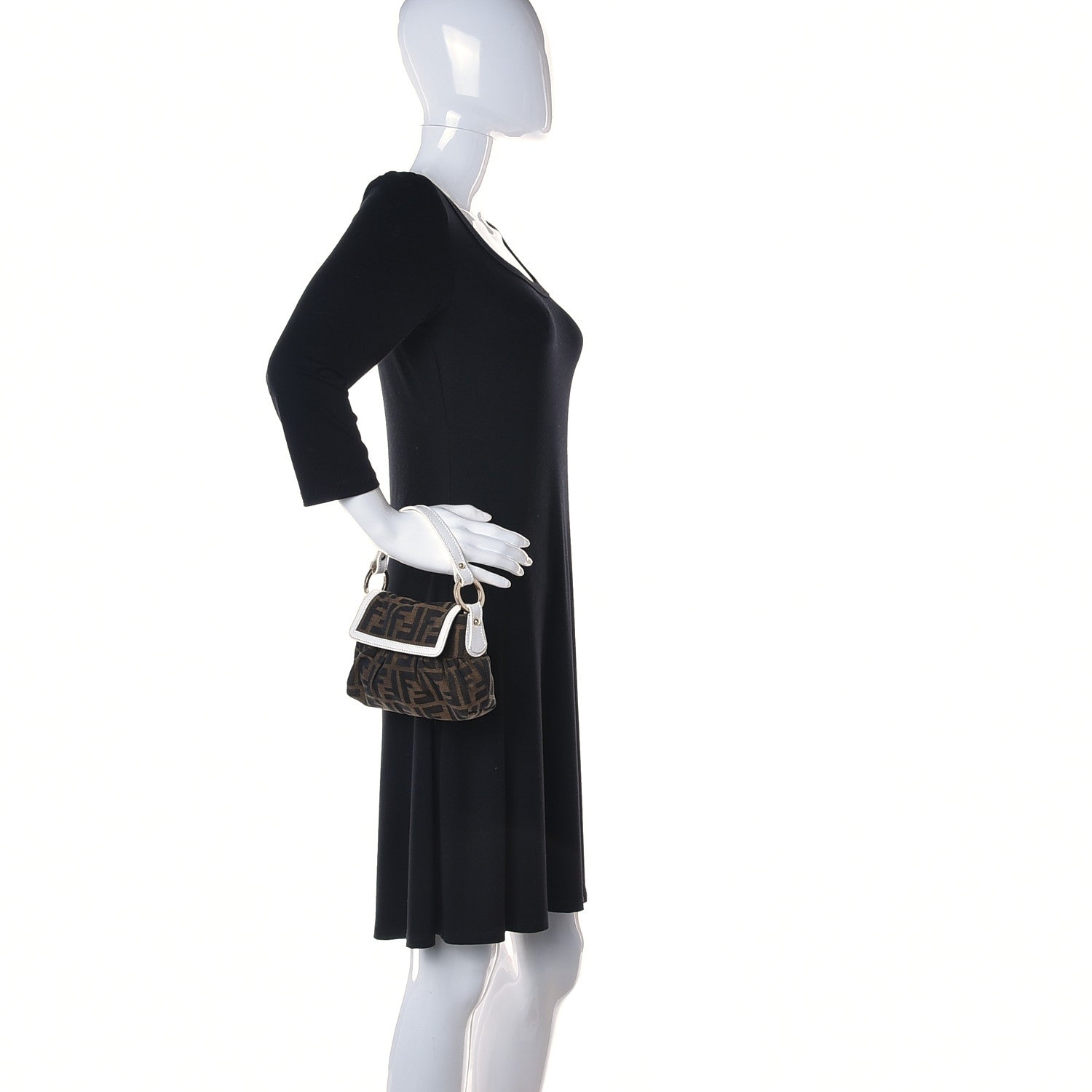 Fendi Zucca Cuoio Lucido Mini Chef Shoulder Bag Tobacco White 2 of 10