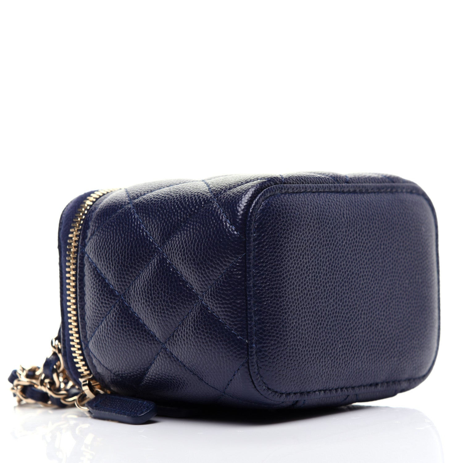 Chanel Caviar Quilted Mini Vanity Case With Chain Navy Blue 6 of 11