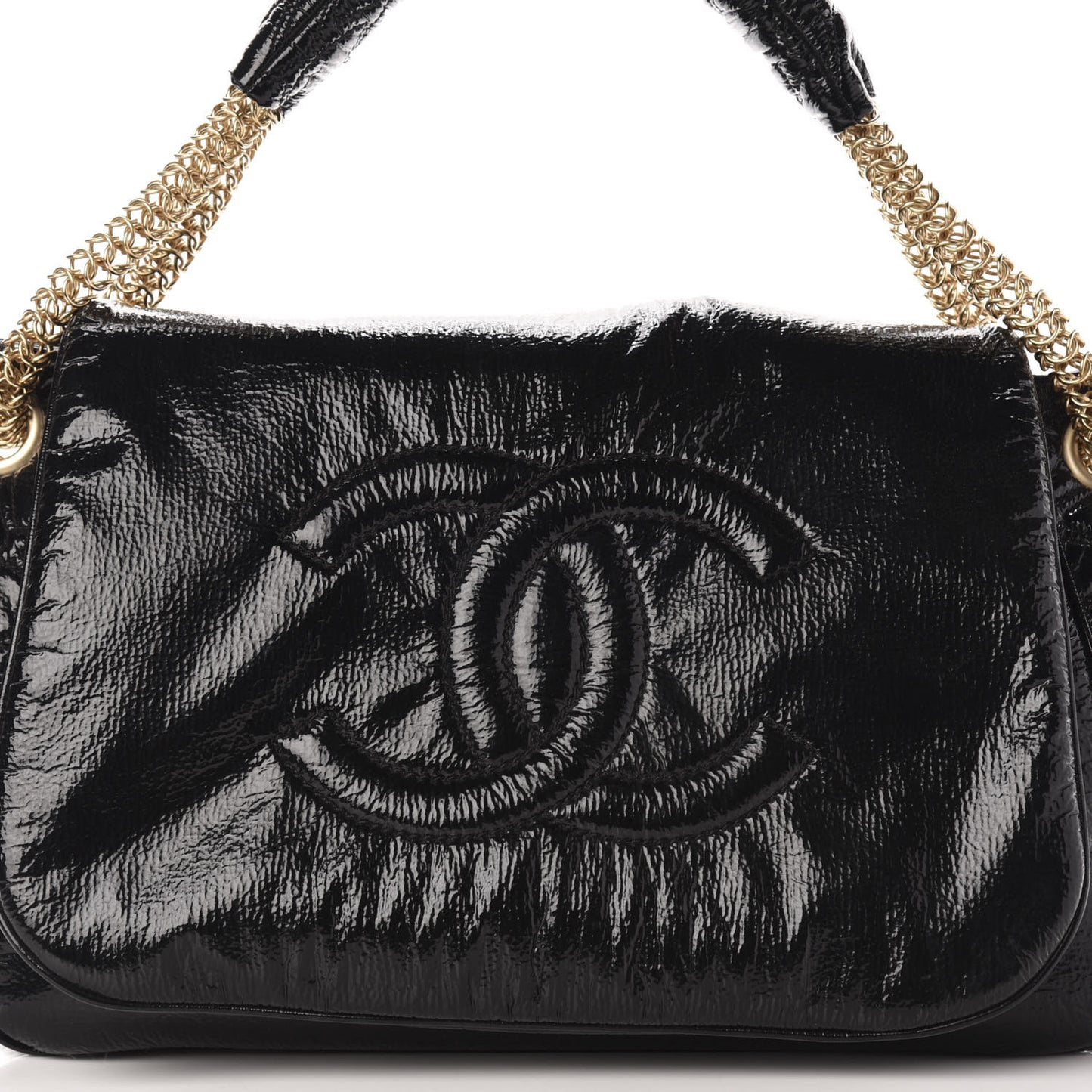 Vinyl Rodeo Accordion Flap Bag Black