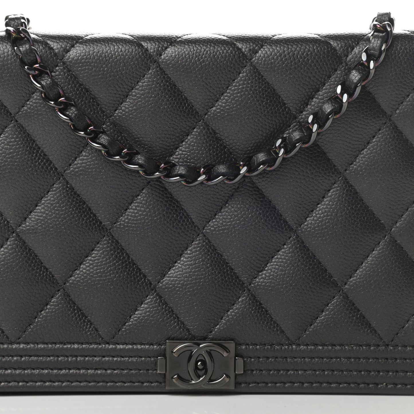 Caviar Quilted Boy Wallet On Chain WOC So Black