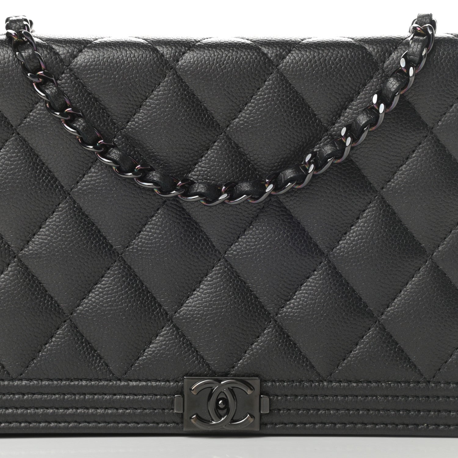 Chanel Caviar Quilted Boy Wallet On Chain WOC So Black 9 of 14