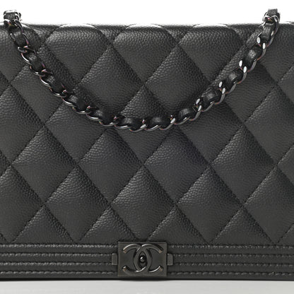 Chanel Caviar Quilted Boy Wallet On Chain WOC So Black 9 of 14