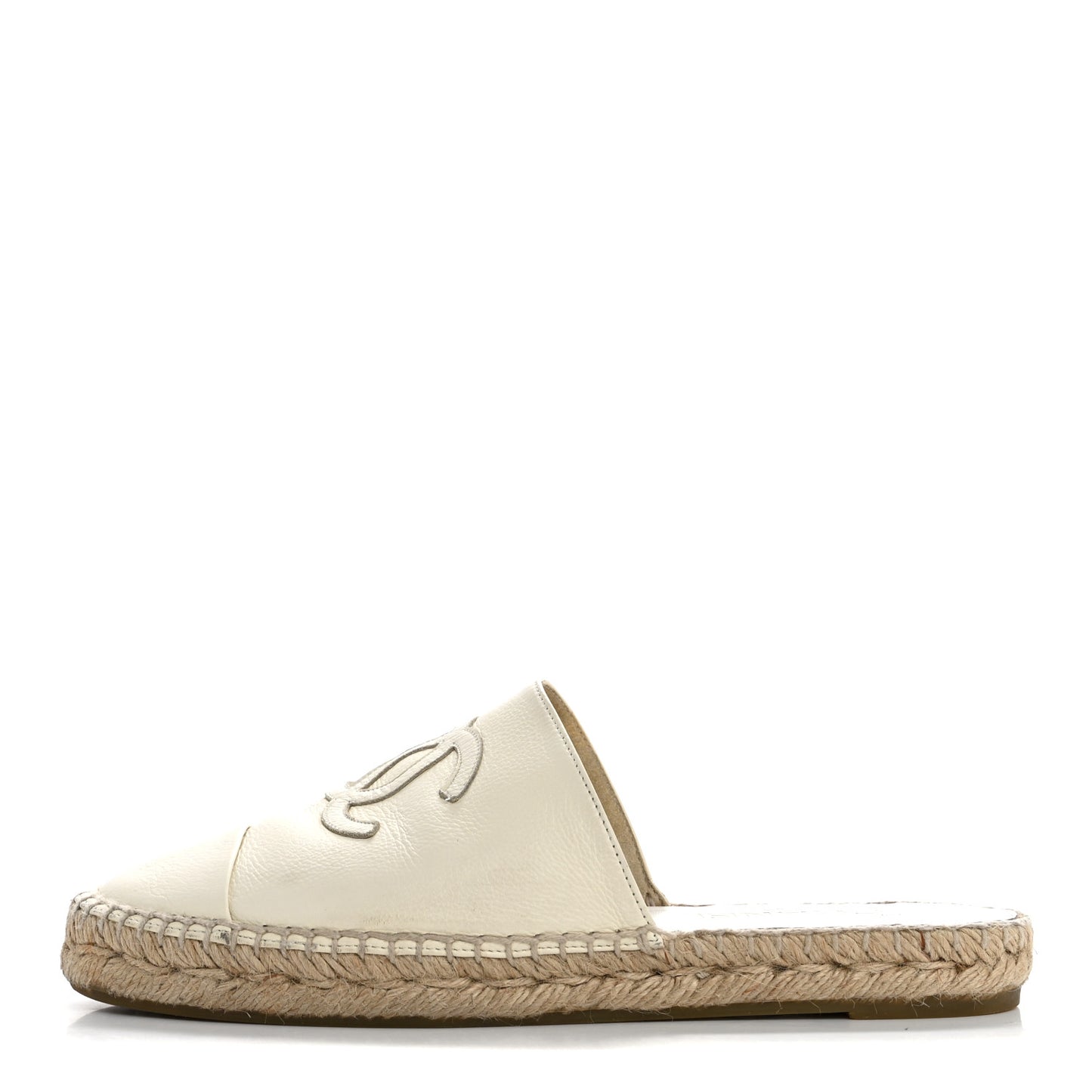 Calfskin CC Espadrille Mules 39 Ivory