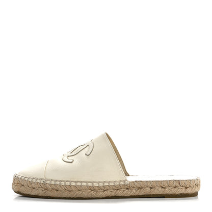 Chanel Calfskin CC Espadrille Mules 39 Ivory 1 of 10