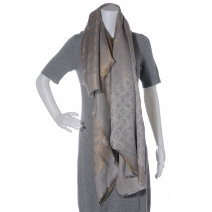 Louis Vuitton Silk Lurex Wool Monogram Shine Pearl Grey 4 of 6