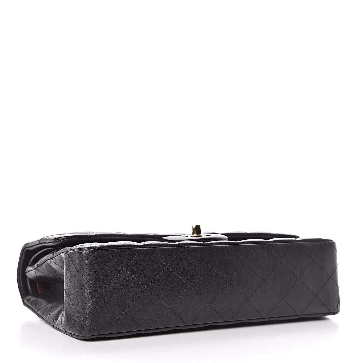 Lambskin Quilted Medium Double Flap Black