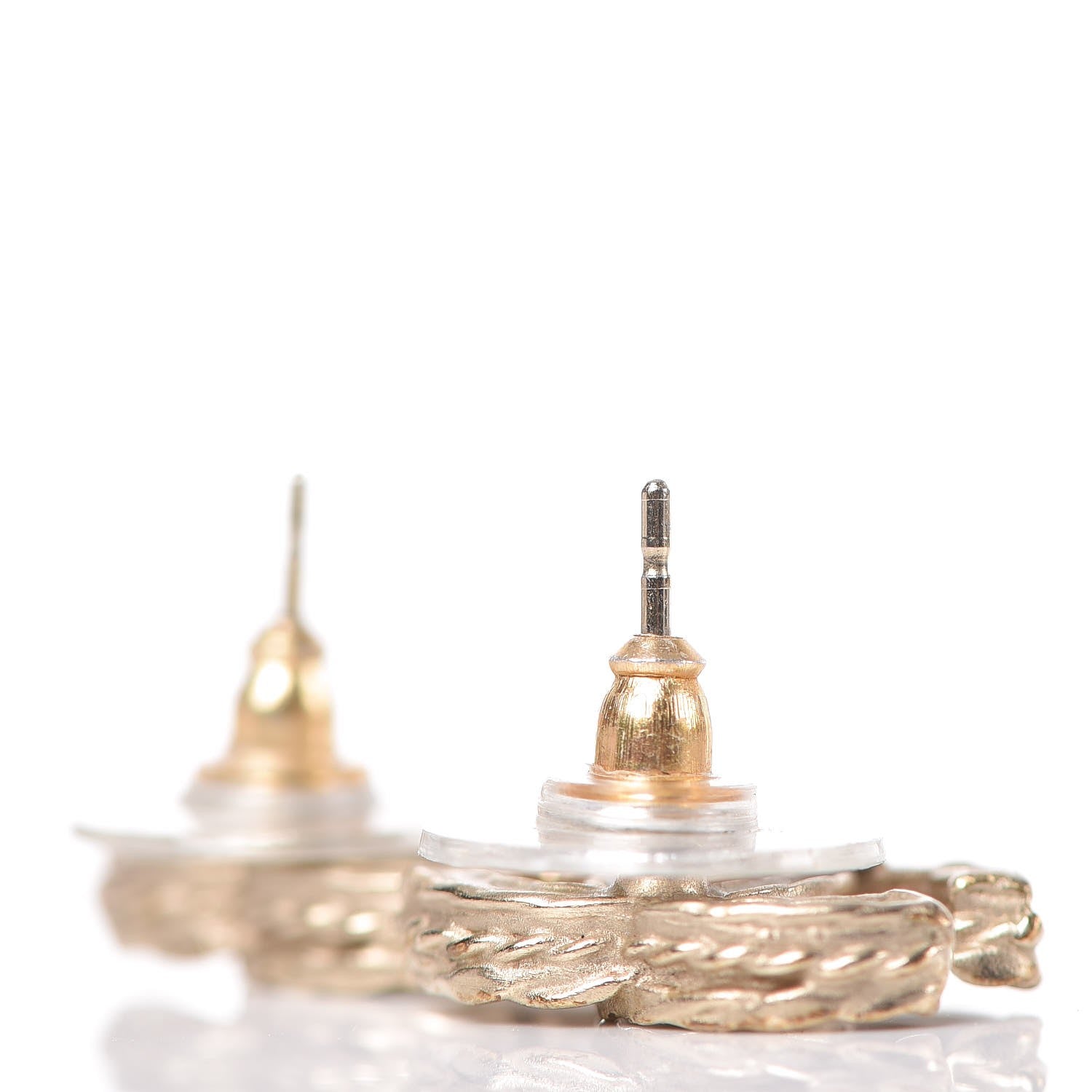 Chanel Crystal CC Earrings Light Gold 3 of 5