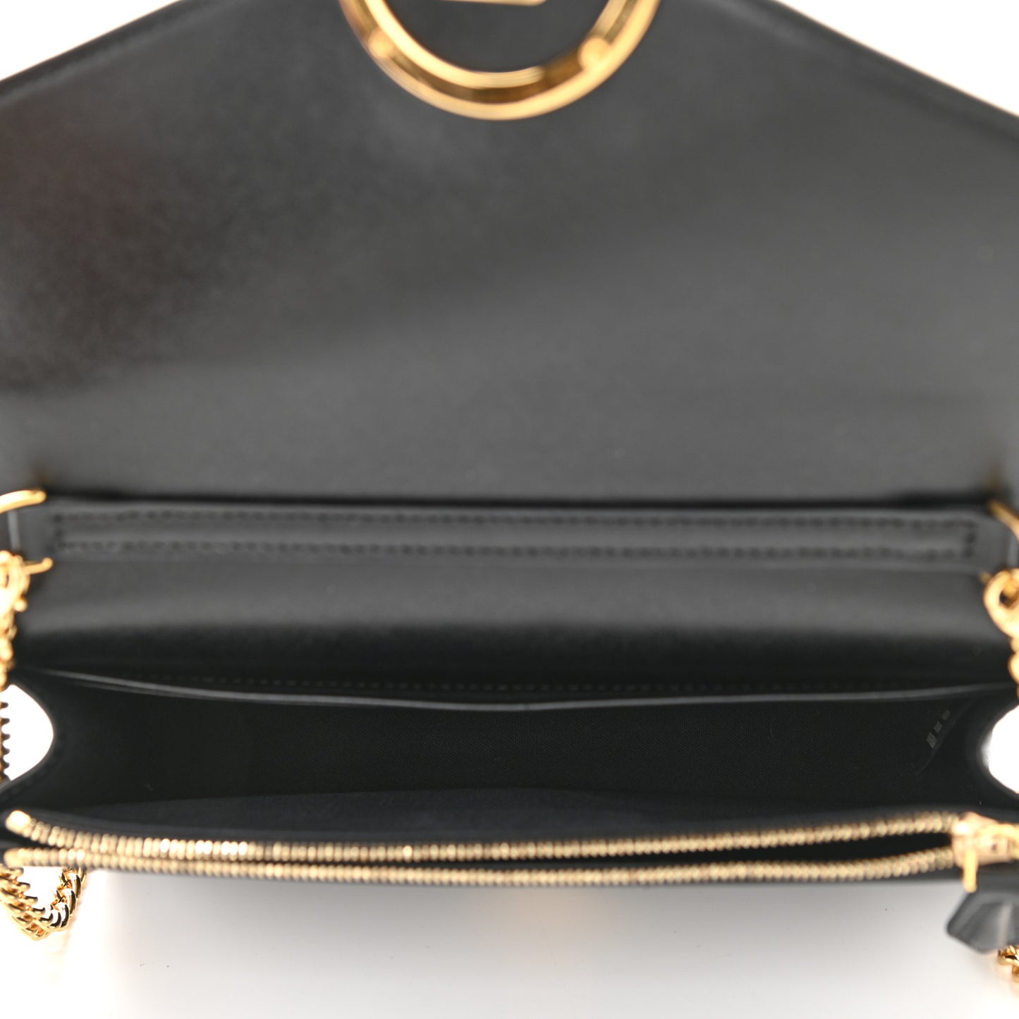 Vitello Liberty Lucido F is Fendi Medium Envelope Wallet on Chain Black