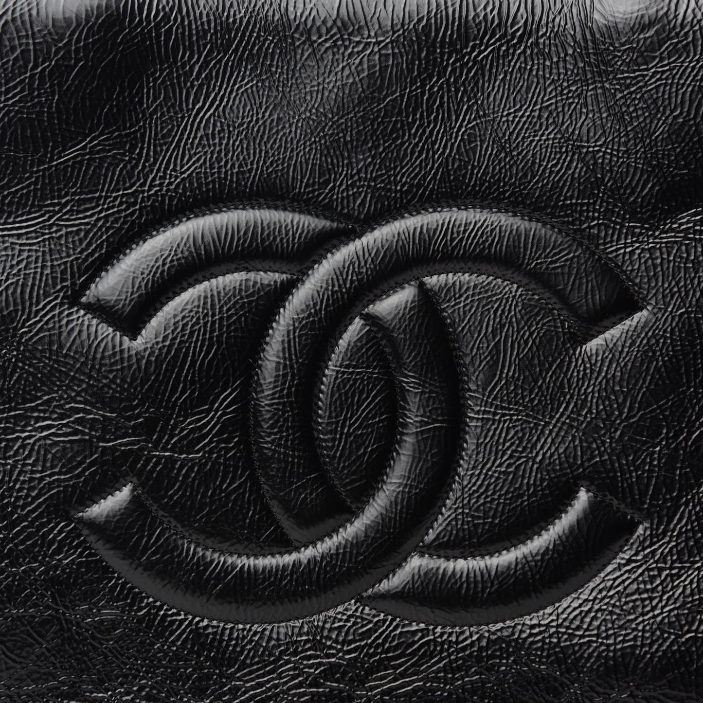 Shiny Aged Calfskin Shopping Bag Black