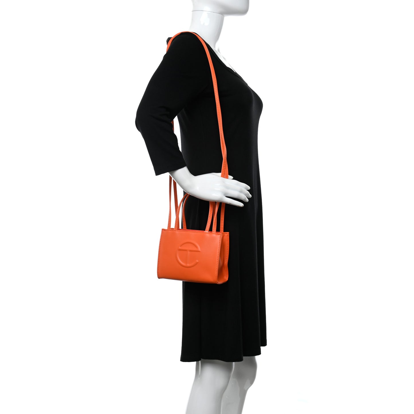 Vegan Leather Small Shopping Bag Orange