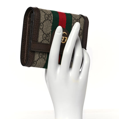 Gucci GG Supreme Monogram Web Ophidia French Flap Wallet Beige New Acero 2 of 9