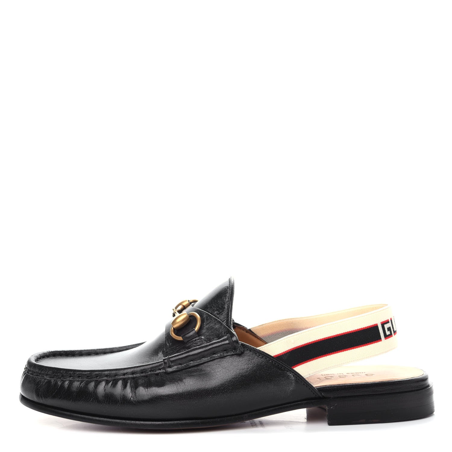 Gucci Goatskin Stripe Mens Horsebit Slingback Slippers 9.5 Black 1 of 11