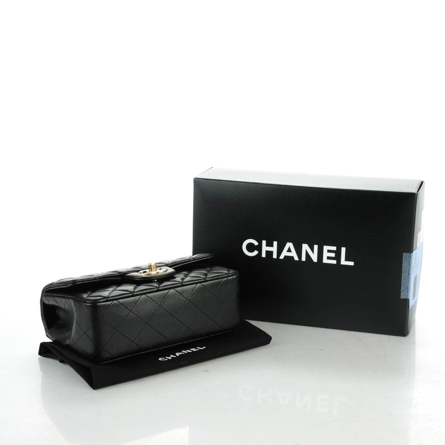 Lambskin Quilted Mini Rectangular Flap Black