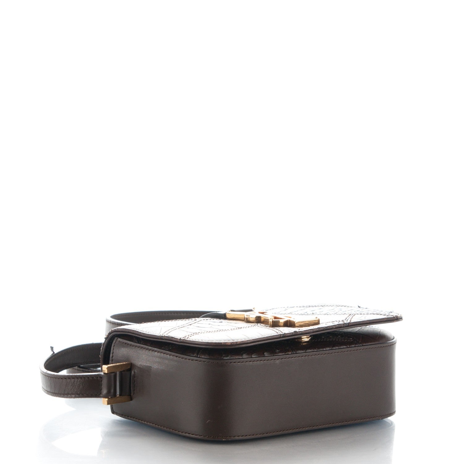 Saint Laurent Reptile Calfskin Embossed Patchwork Small Classic Monogram Universite Bag Brown 4 of 18