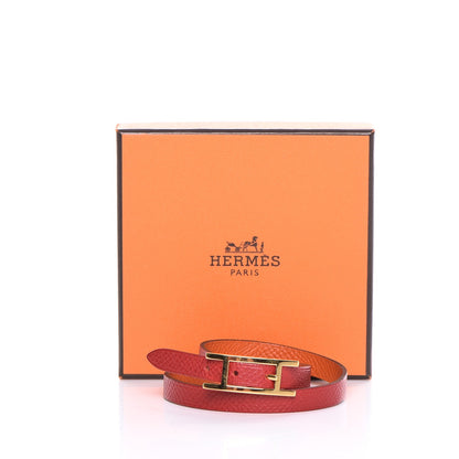 Hermes Epsom Behapi Double Tour Bracelet XS Rouge Casaque 5 of 5