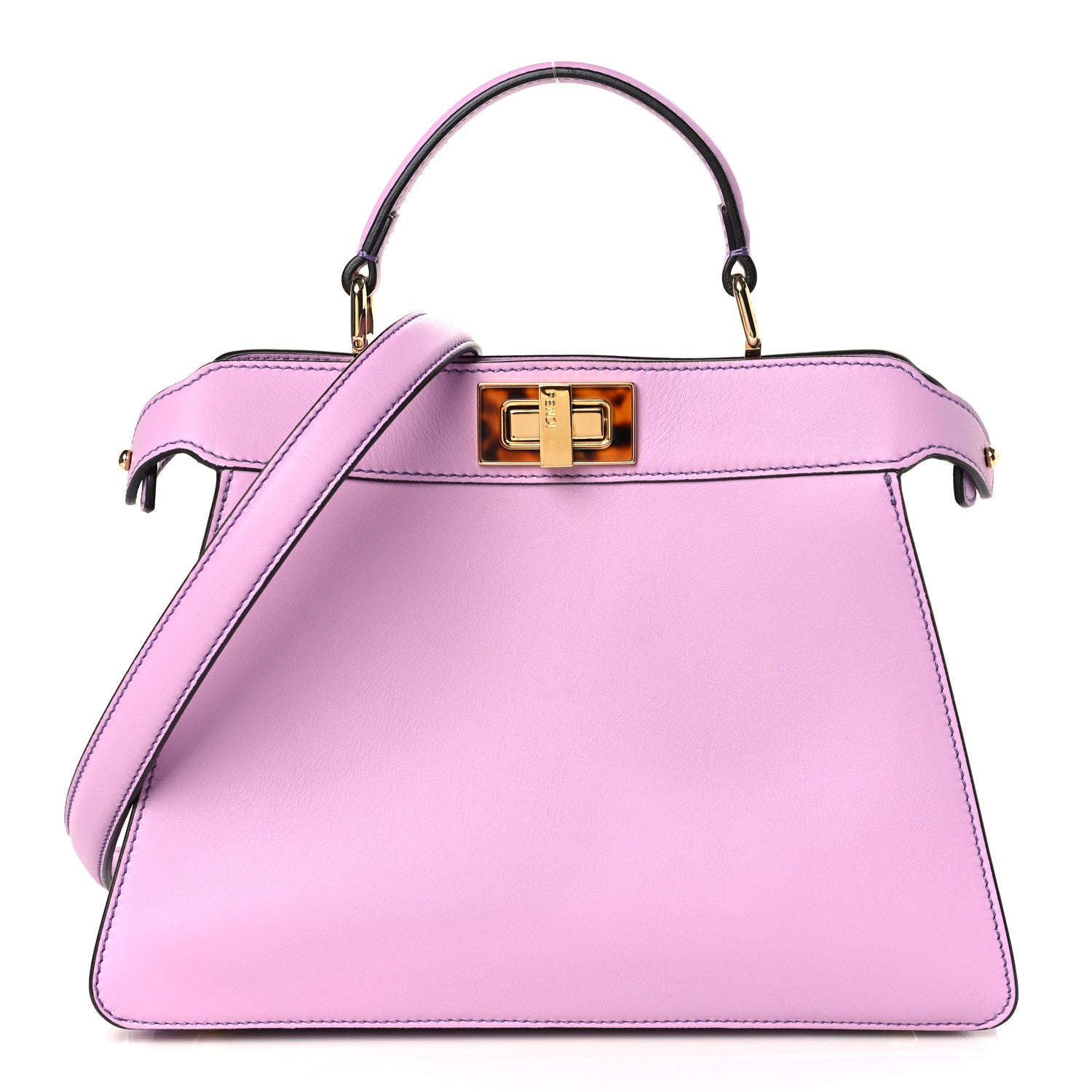 Fendi Vitello Seta Shiny Nappa Plexiglass Small Peekaboo I SEE U Satchel Violetta 1 of 10