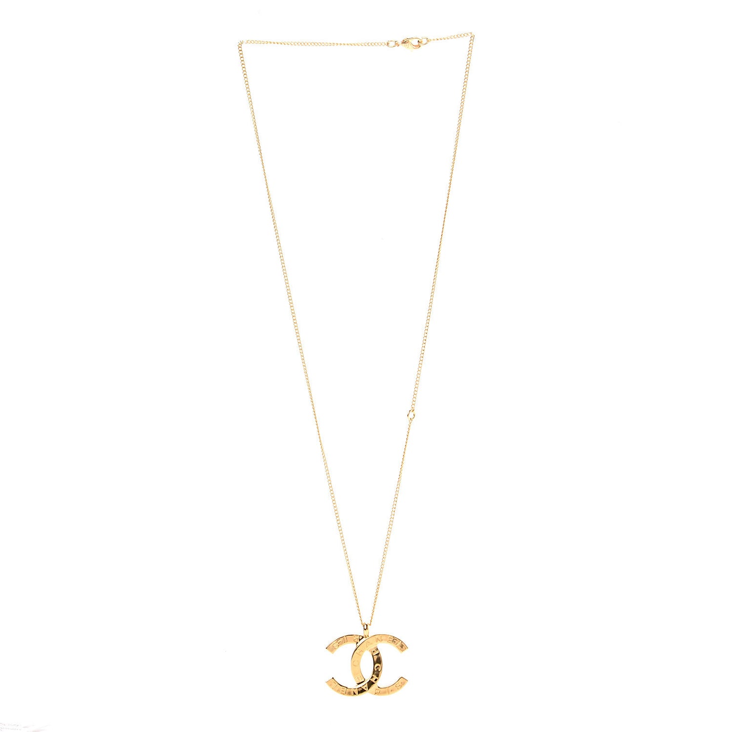 Metal CC Paris Button Necklace Gold