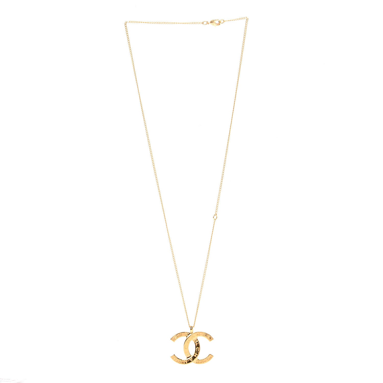 Chanel Metal CC Paris Button Necklace Gold 2 of 5