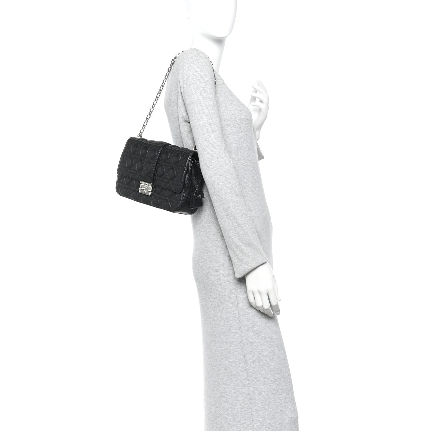 Lambskin Cannage Medium Miss Dior Flap Black