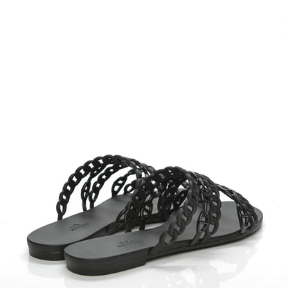 Hermes Rubber Chaine d'Ancre Nude Sandals 39 Black 4 of 7