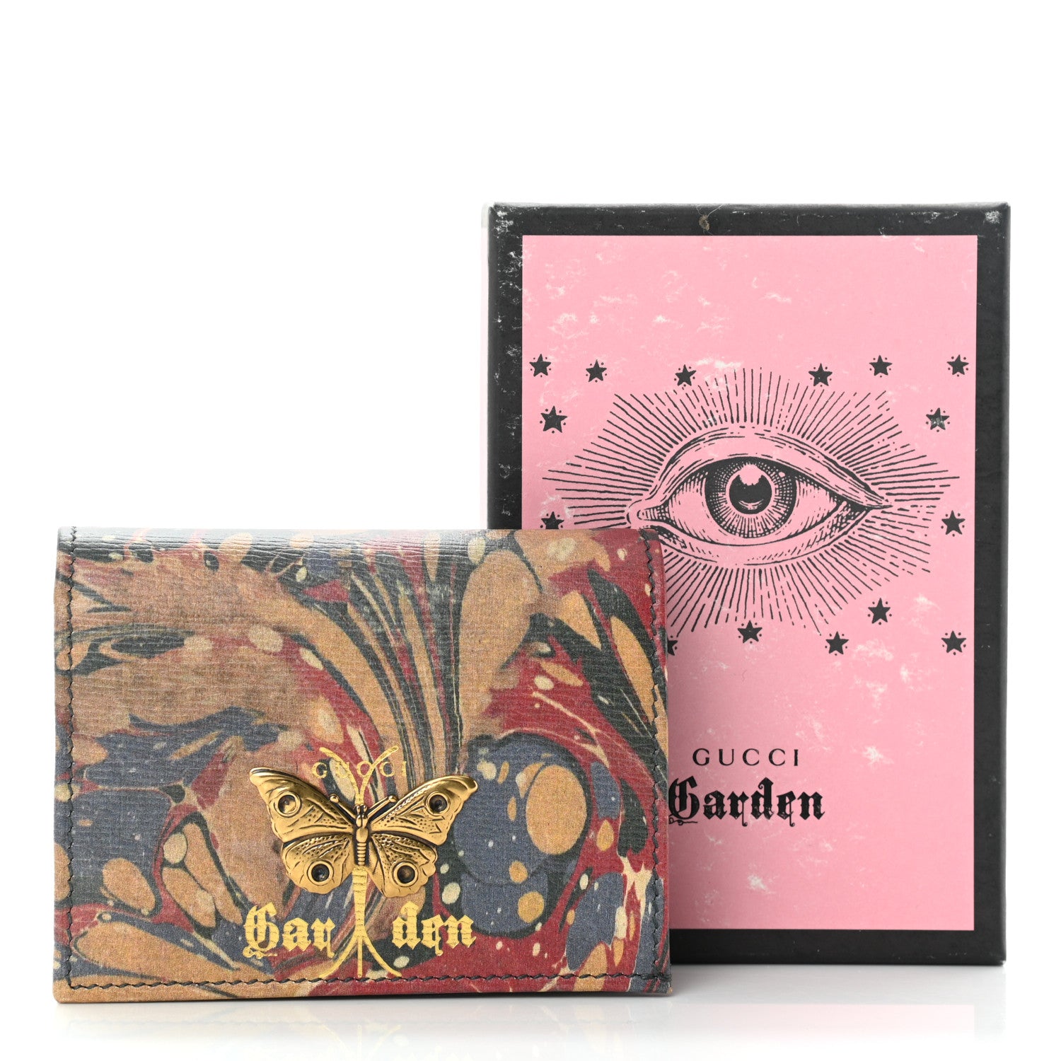 Gucci Shangai Calfskin Butterfly Garden Card Case Multicolor 12 of 12