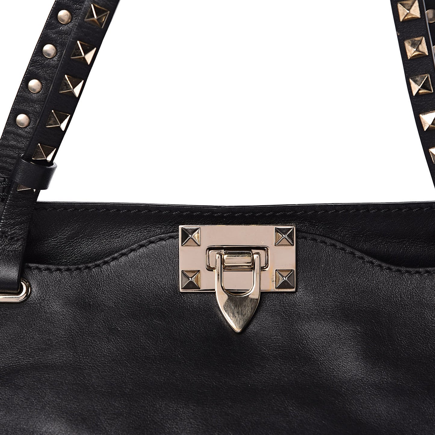 Vitello Medium Rockstud Tote Black