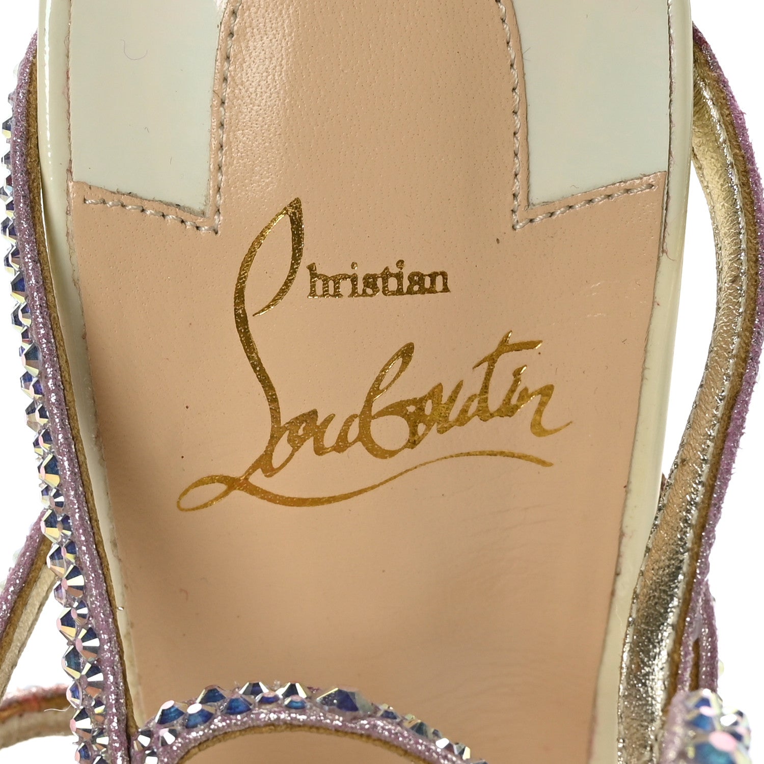 Christian Louboutin Strass Suede Patent Circonvolu 100 Sandals Heels 37 Crystal 6 of 7
