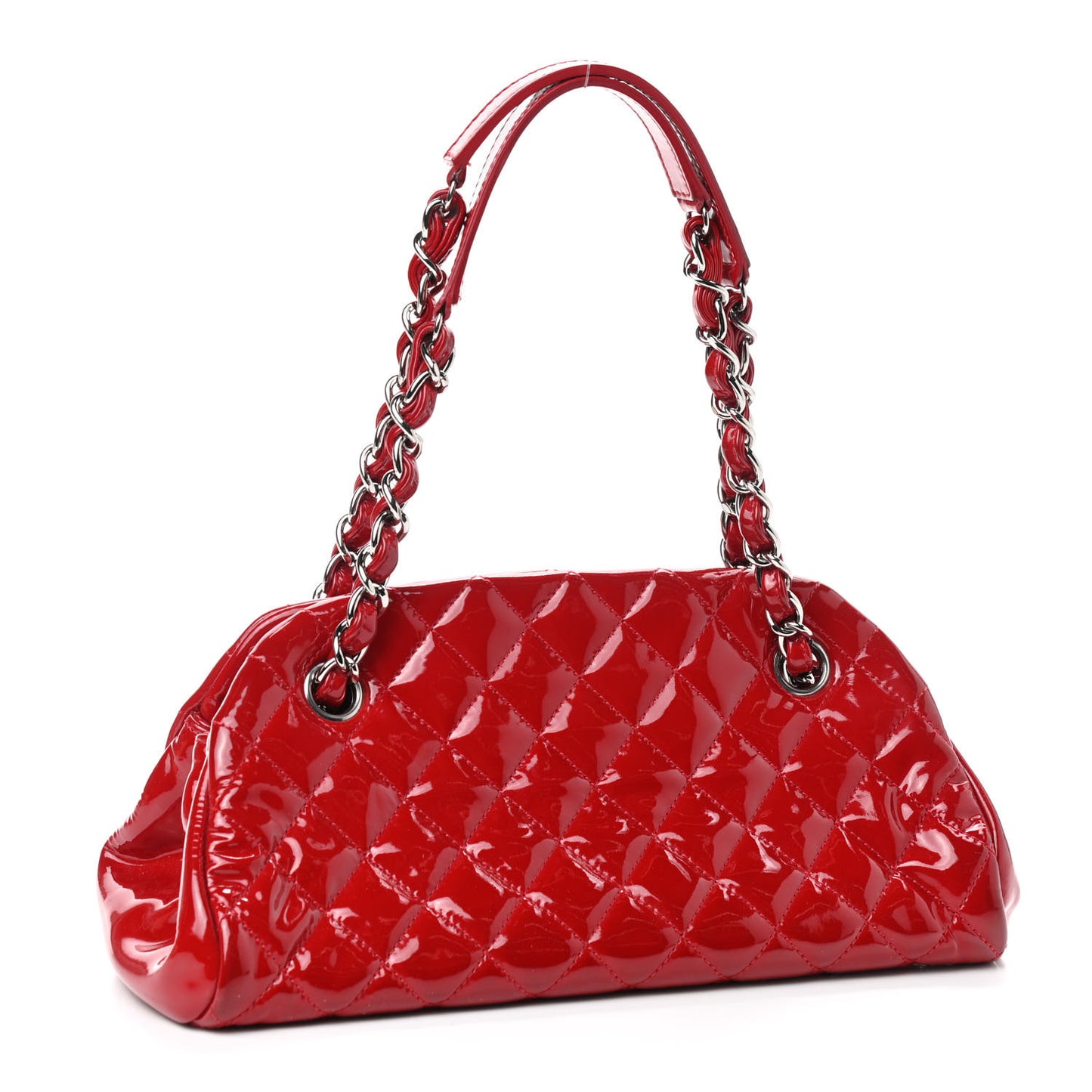 Patent Quilted Small Just Mademoiselle Bowling Bag Red