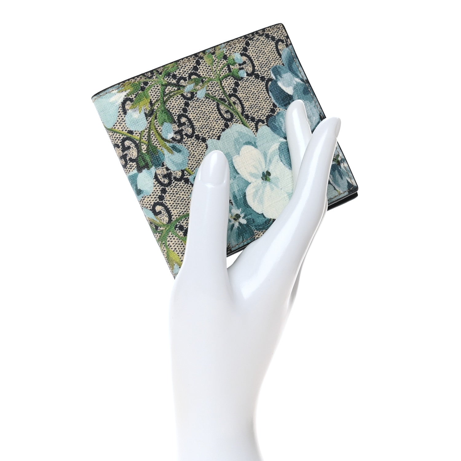 Gucci GG Supreme Monogram Blooms Bi-Fold Wallet Beige Blue Navy 2 of 8
