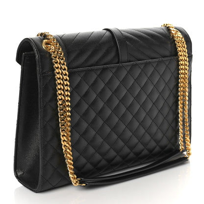 Saint Laurent Grain De Poudre Textured Mixed Matelasse Large Triquilt Monogram Satchel Black 3 of 9