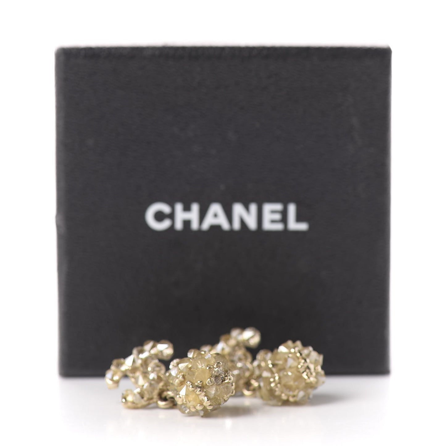 Crystal CC Dangle Earrings Gold