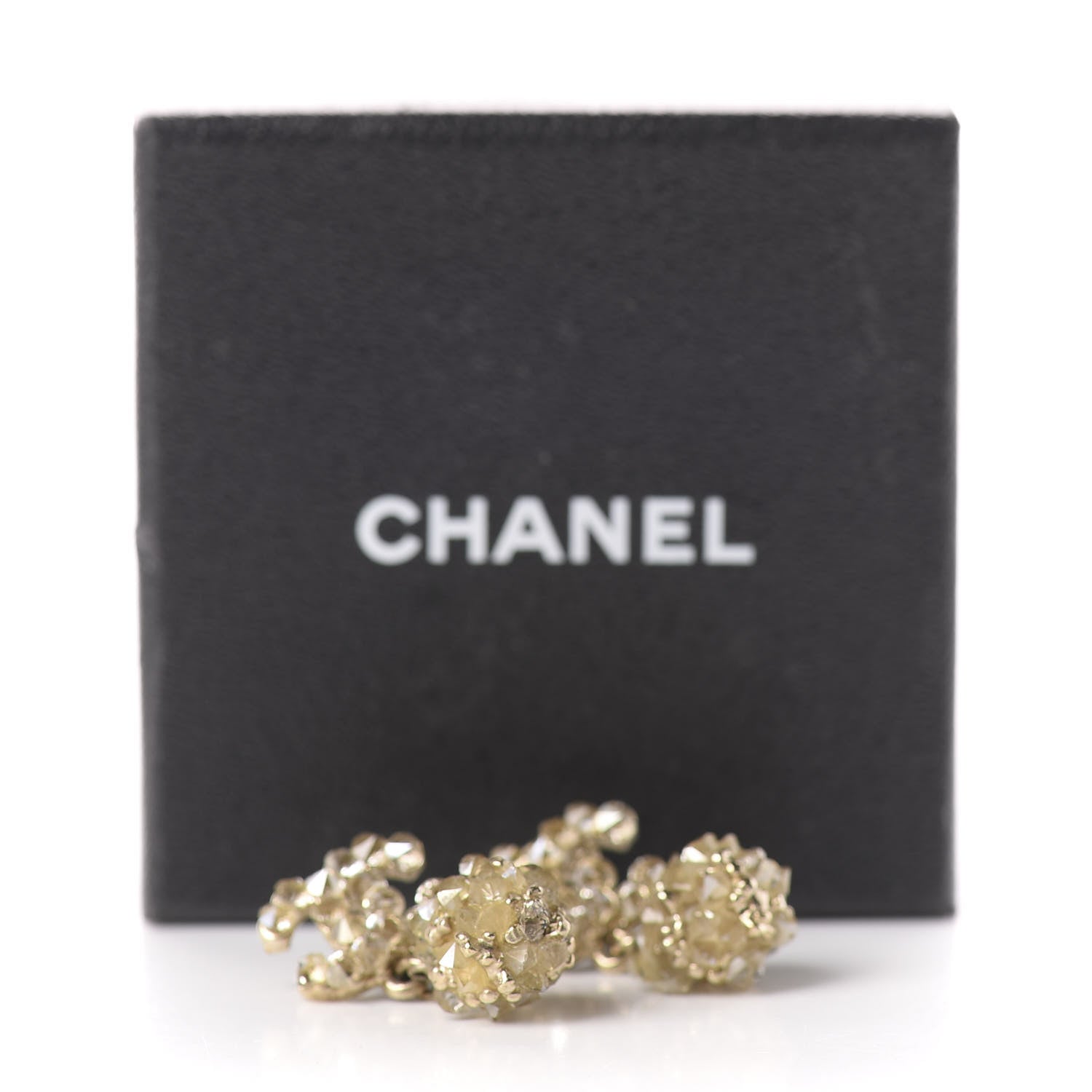 Chanel Crystal CC Dangle Earrings Gold 5 of 5