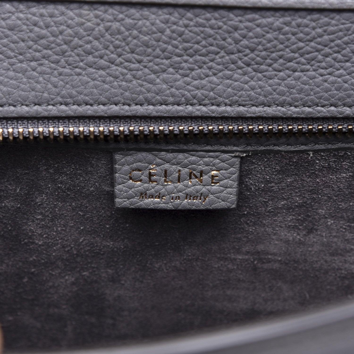 Celine Drummed Calfskin Nano Luggage Kohl 8 of 11