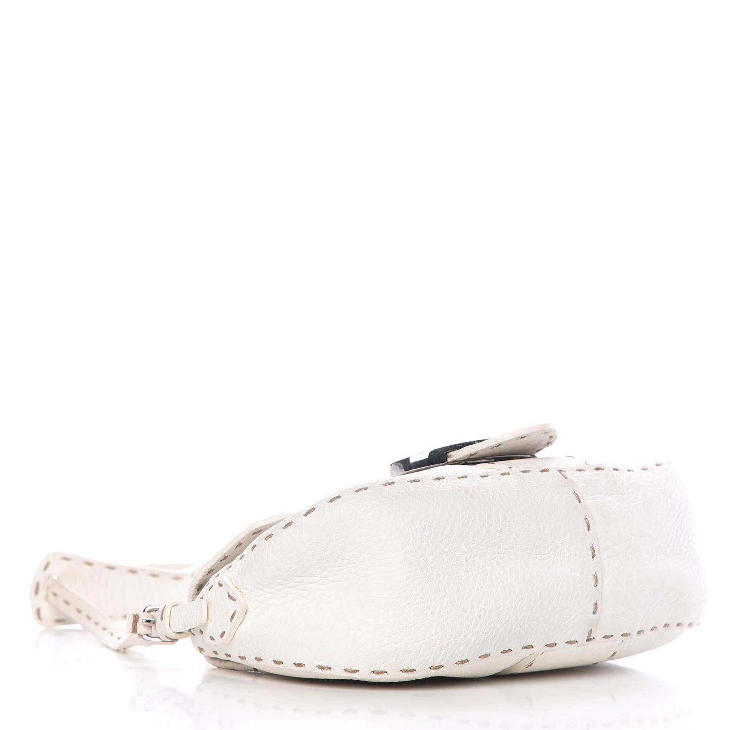 Fendi Calfskin Romano Selleria Flap Bag White 4 of 16