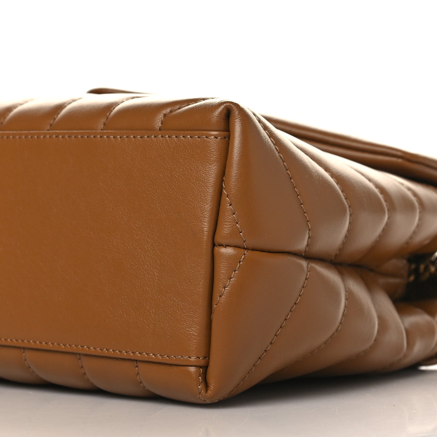 Calfskin Y Quilted Monogram Small Loulou Chain Satchel Dark Natural