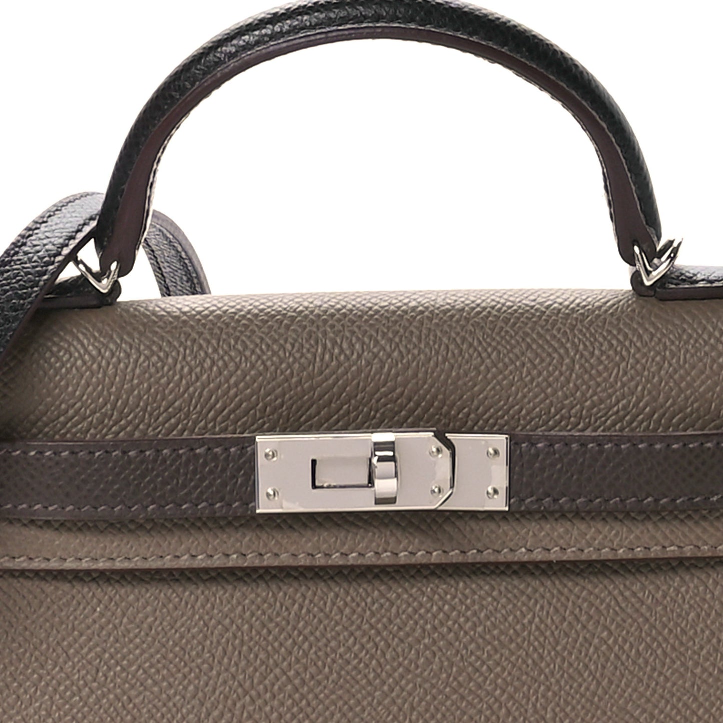 Epsom Mini Kelly Sellier 20 Etoupe Ecorce Black