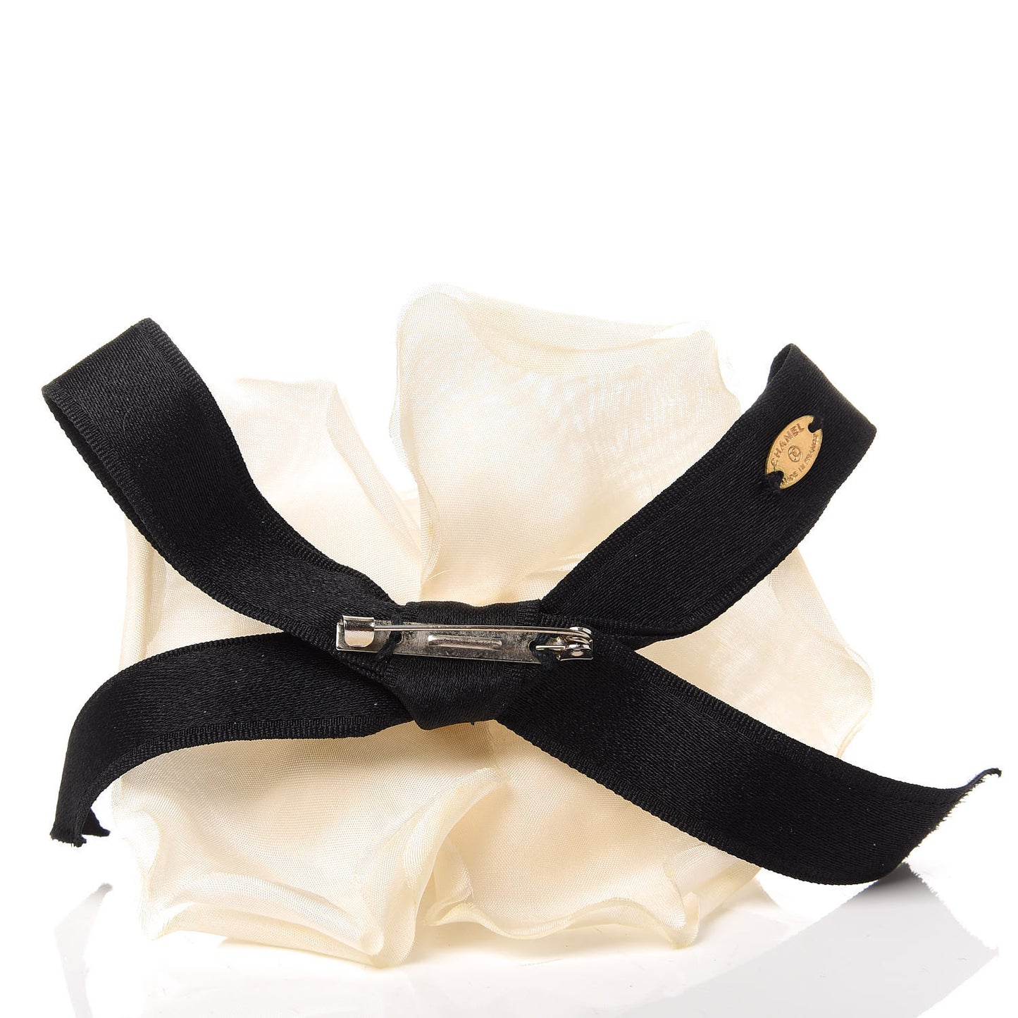 Fabric Camellia Flower Brooch White