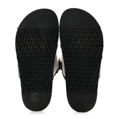 Hermes Techno Fringed H Canvas Caflskin Womens Chypre Sandals 39 Prunoir Black 5 of 9