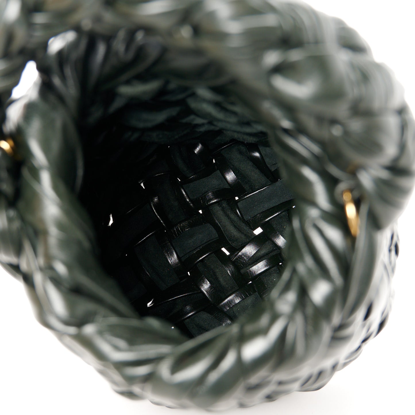 Calfskin Intrecciato Kalimero Bucket Bag Dark Green