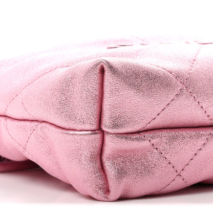 Chanel Metallic Lambskin Lacquered Monochrome Quilted Mini Chanel 22 Pink 9 of 10