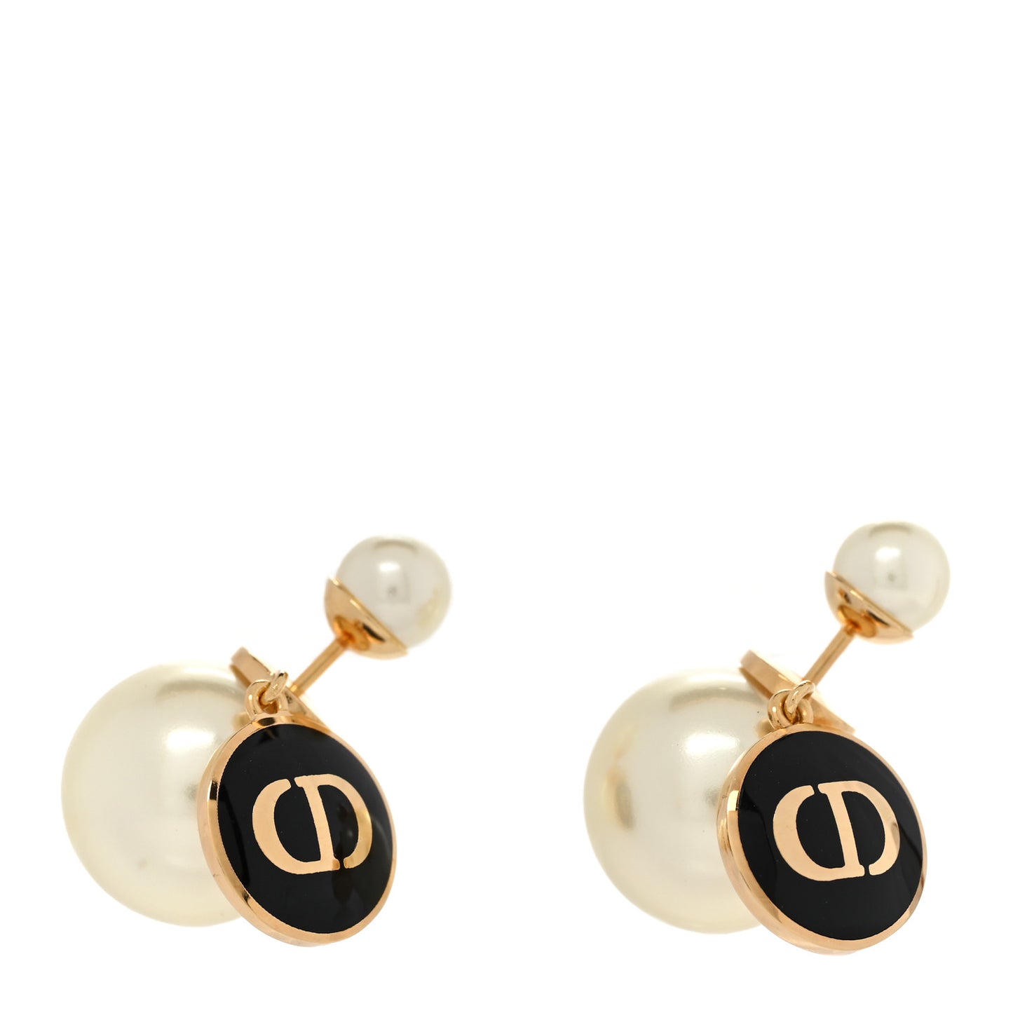 Pearl Logo Tribal Earrings Gold Black